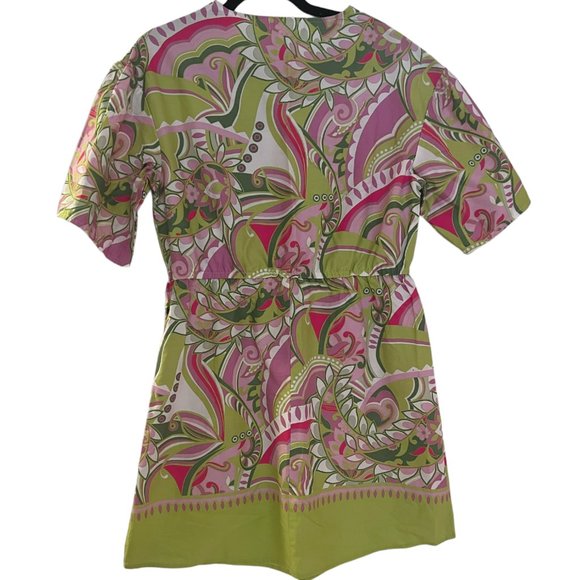 Women's Chloe + Renee Bright Spring Paisley Tassel Mini Dress Size Small - Picture 2 of 5